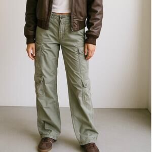 Boston Proper Y2K 90s Kim Possible Army Green Baggy Utility Cargo Pants Size 2